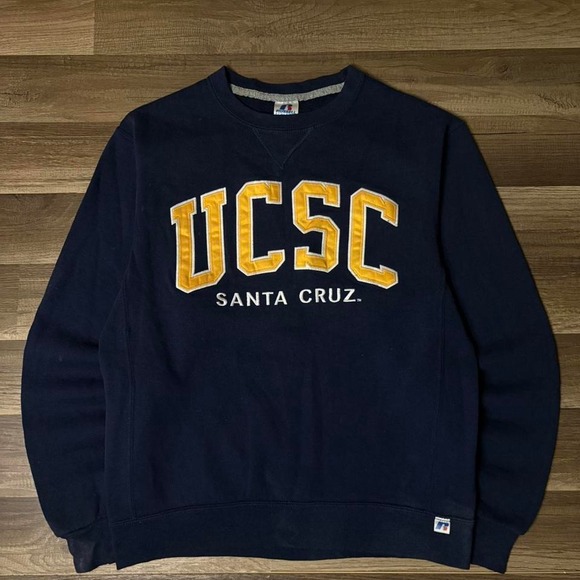 Navy and yellow UCSC Santa Cruz crewneck sweatshirt sportswear MEN SIZE S - Picture 1 of 5